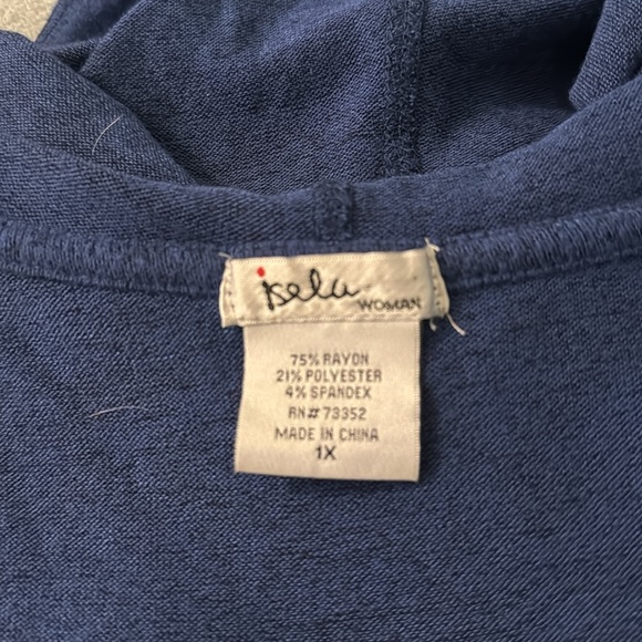 Blue Hooded Open Front Cardigan size 1X - Picture 8 of 8